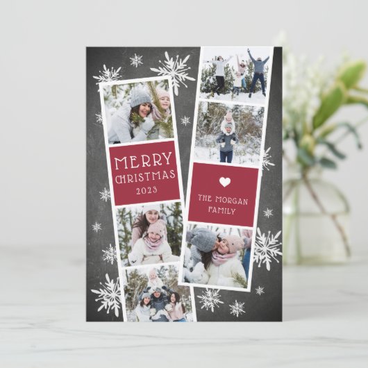 スノーウィーフォトブースホリデイフォトコラージュカード シーズンカード (スタンド正面)