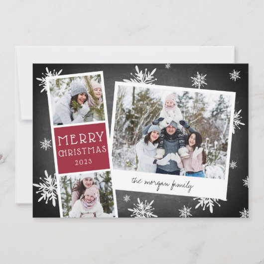 スノーウィーフォトブースホリデーフォトコラージュカード シーズンカード (正面)