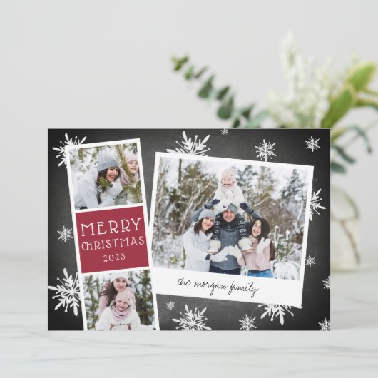 スノーウィーフォトブースホリデーフォトコラージュカード シーズンカード (スタンド正面)