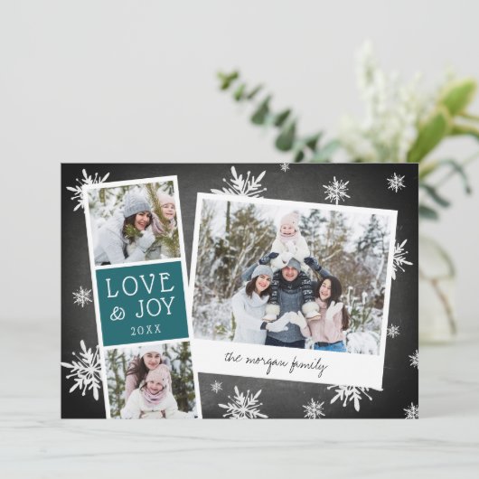スノーウィーフォトブースホリデーフォトコラージュカード シーズンカード (スタンド正面)