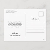 スノーウィーフォレストクリスマスホワイトオーナメントサンタスレイ シーズンポストカード (裏面)