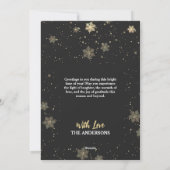 スノーウィーフォレストクリスマス金ゴールドオーナメントサンタスリー シーズンカード (裏面)