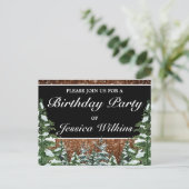 スノーウィーフォレスト誕生日ブラック招待状はがき 案内ポストカード (スタンド正面)