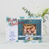 スノーウィーブルークリスマス写真枠 シーズンカード (スタンド正面)