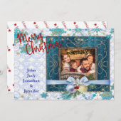 スノーウィーブルークリスマス写真枠 シーズンカード (正面/裏面)