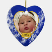 スノーウィーブルーベビーのフォトクリスマス セラミックオーナメント (右)