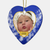 スノーウィーブルーベビーのフォトクリスマス セラミックオーナメント (左)