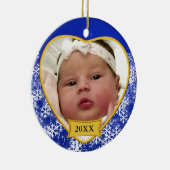 スノーウィーブルーベビーズフォトクリスマスセラミックオーナメント セラミックオーナメント (右)