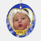 スノーウィーブルーベビーズフォトクリスマスセラミックオーナメント セラミックオーナメント (左)