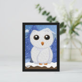 スノーウィーホワイトフクロウ葉書 ポストカード (スタンド正面)