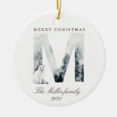 スノーウィーマウンテンズウッドランドアニマルズホリデー セラミックオーナメント (正面)