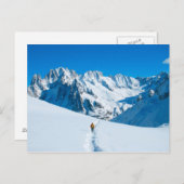 スノーウィーマウンテンビスタのスキーヤー ポストカード (正面/裏面)