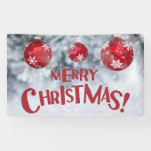 スノーウィーメリークリスマススノーフレークオーナメント 横断幕 (横)