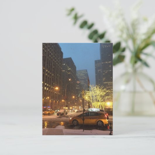 スノーウィーモーニングロックフェラーセンターシックスアベニューNYC ポストカード (スタンド正面)