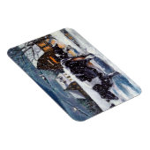 スノーウィー農場のホルスタイン牛：クリスマス マグネット (右側)