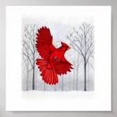 スノーウィー・ウィンター・アートの（鳥）ショウジョウコウカンチョウ ポスター (正面)