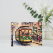 スノーウィー・ロード葉書にトロリーに乗る シーズンポストカード (スタンド正面)