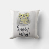 スノーウェイキャットフォークアート絵画のユーモアウィンターアイコン クッション (裏面)