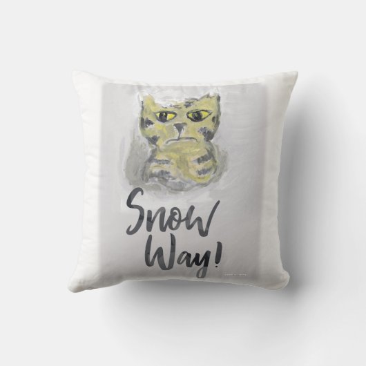 スノーウェイキャットフォークアート絵画のユーモアウィンターアイコン クッション (裏面)