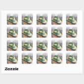 スノーウェディングの水彩グリーンコウボーイハット スクエアシール (シート)
