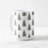 スノーウォーターカラークリスマスツリーパターン コーヒーマグカップ (正面左)