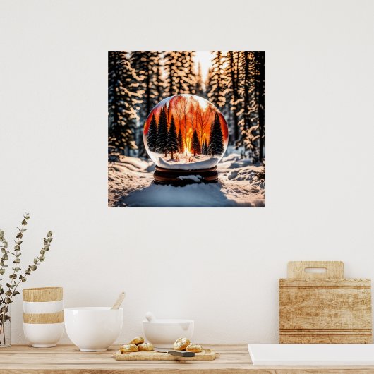 スノーウォールアートポスター付きクリスタルボール！ ポスター (キッチン)