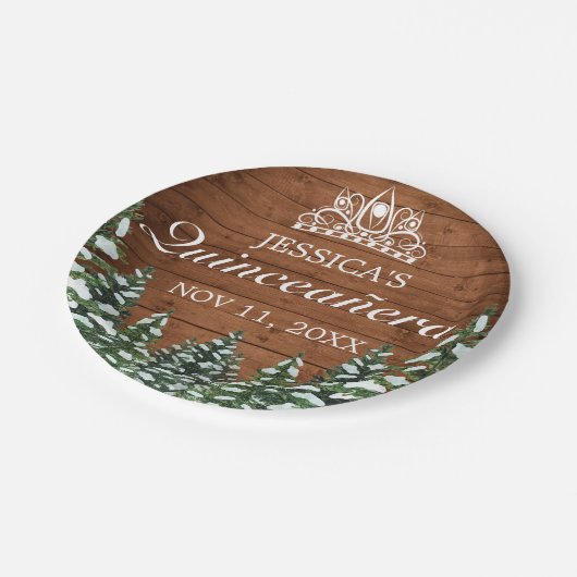 スノーウッドアンドフォレストカントリーパインティアラキンセアニラ ペーパープレート (アングル)