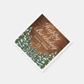 スノーウッドアンドフォレストカントリーパインハッピーバースデー スタンダードカクテルナプキン (角)