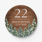 スノーウッドアンドフォレストカントリーパインハッピーバースデー ペーパープレート (正面)