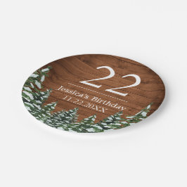 スノーウッドアンドフォレストカントリーパインハッピーバースデー ペーパープレート