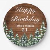 スノーウッドアンドフォレストカントリーパインハッピーバースデー ペーパープレート (正面)