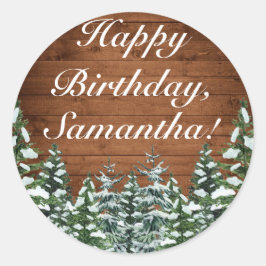 スノーウッドアンドフォレストカントリーパインハッピーバースデー ラウンドシール