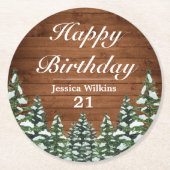 スノーウッドアンドフォレストカントリーパインハッピーバースデー ラウンドペーパーコースター (正面)
