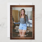 スノーウッドアンドフォレストカントリーパインフォト誕生日 招待状 (裏面)