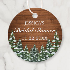 スノーウッドアンドフォレストカントリーパインブライダルシャワー フェイバータグ