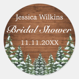 スノーウッドアンドフォレストカントリーパインブライダルシャワー ラウンドシール