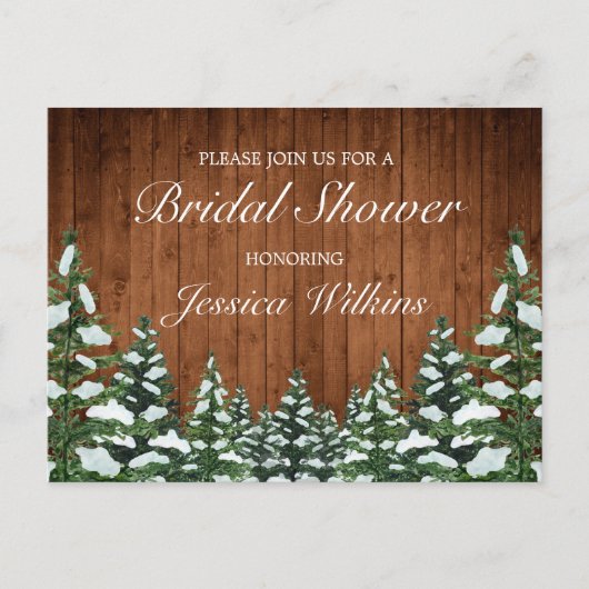 スノーウッドアンドフォレストカントリーパインブライダルシャワー 案内ポストカード (正面)