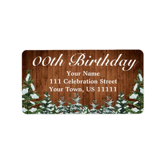スノーウッドアンドフォレストカントリーパイン誕生日アドレス ラベル (正面)
