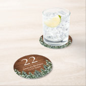 スノーウッドアンドフォレストカントリーパイン誕生日 ラウンドペーパーコースター (インサイチュ)