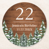 スノーウッドアンドフォレストカントリーパイン誕生日 ラウンドペーパーコースター (正面)