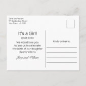 スノーウッドアンドフォレストカントリーベビーガールフォト誕生 案内ポストカード (裏面)