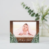 スノーウッドアンドフォレストカントリーベビーガールフォト誕生 案内ポストカード (スタンド正面)