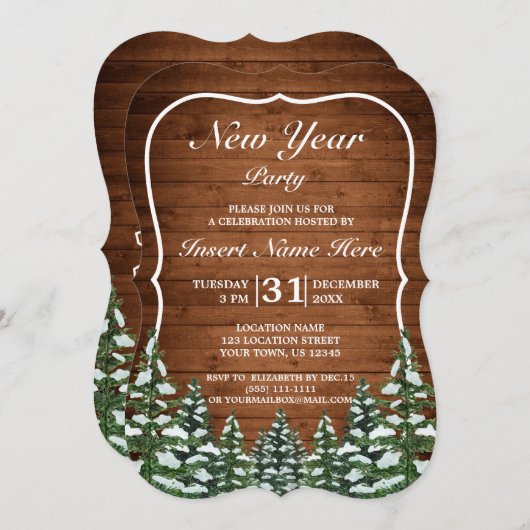 スノーウッドアンドフォレストルーラルパインニューイヤーパーティー 招待状 (正面/裏面)