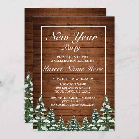 スノーウッドアンドフォレストルーラルパインニューイヤーパーティー 招待状 (正面/裏面)