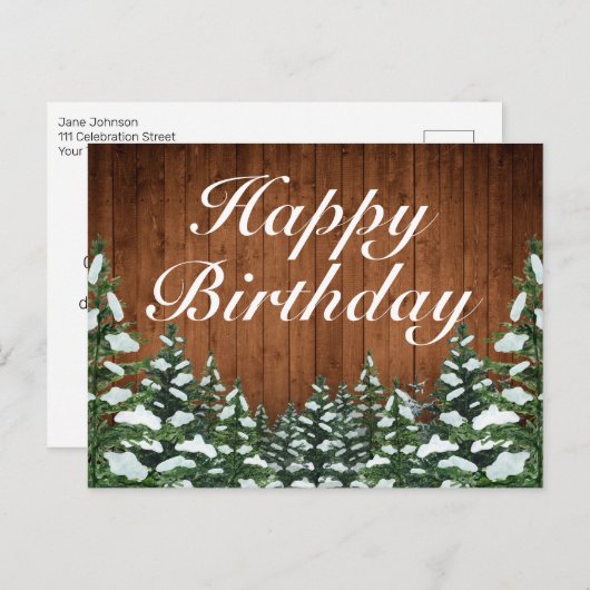 スノーウッドフォレストカントリーハッピーバースデーグリーティング 案内ポストカード (正面/裏面)