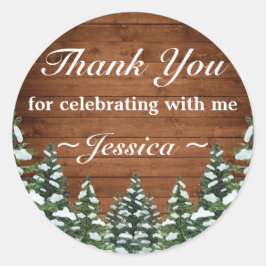 スノーウッドフォレストカントリーパイン誕生日サンキュー ラウンドシール