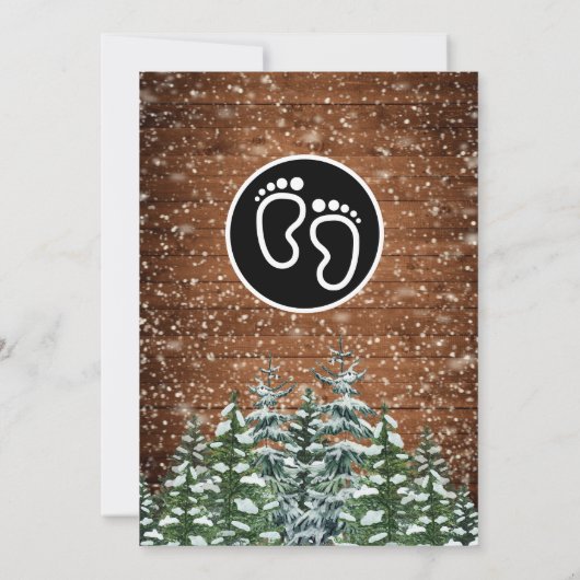 スノーウッドフォレストパイン男の赤ちゃん誕生お祝い 招待状 (裏面)