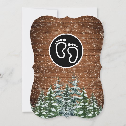 スノーウッドフォレストパイン男の赤ちゃん誕生お祝い 招待状 (裏面)