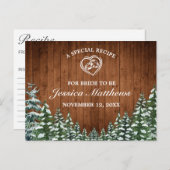 スノーウッドフォーレストパインブライダルシャワーレシピカード ポストカード (正面/裏面)