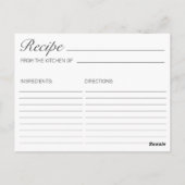 スノーウッドフォーレストパインブライダルシャワーレシピカード ポストカード (裏面)